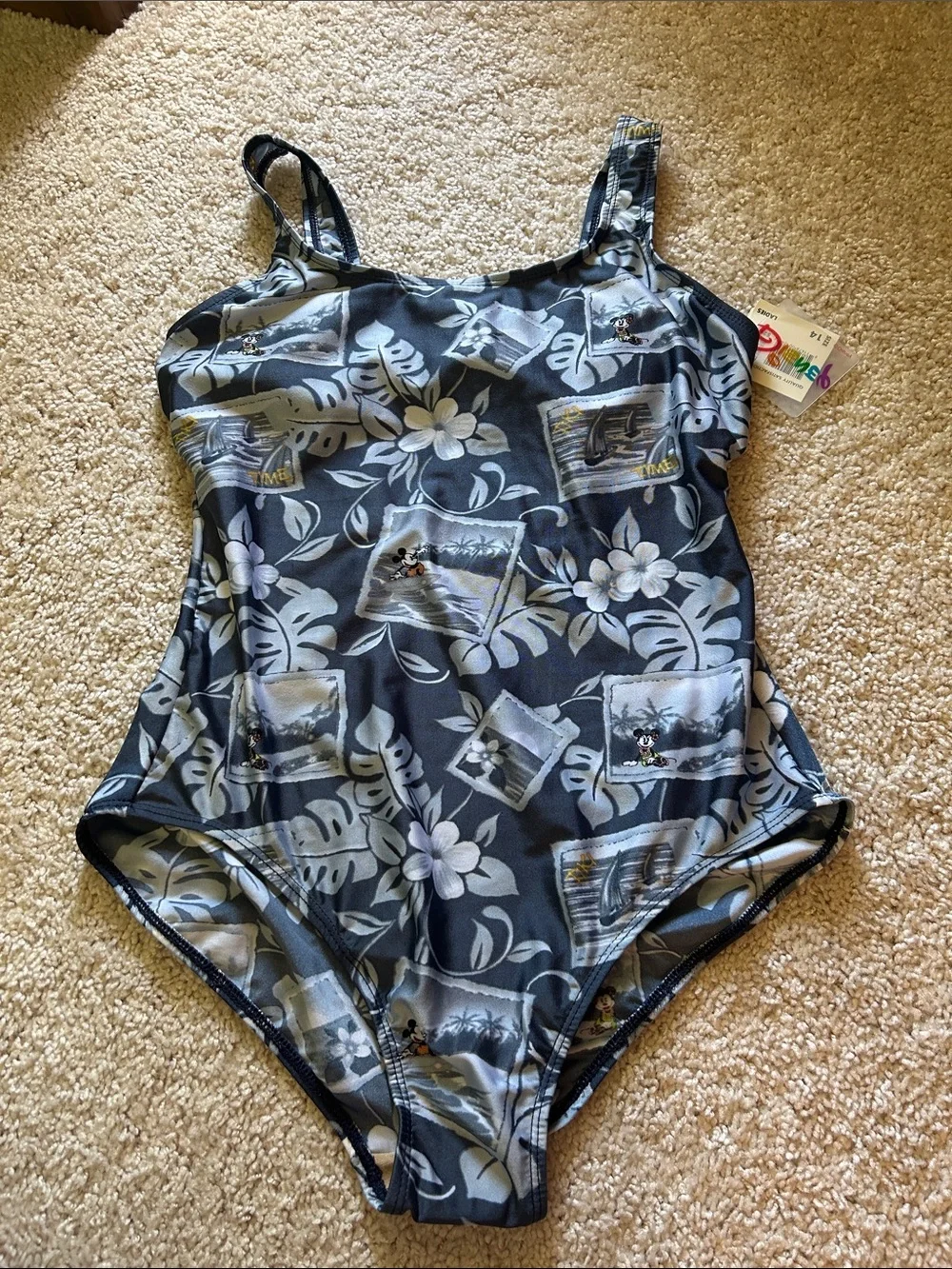 Women’s Navy Floral One-Piece Swimsuit with Tropical Print